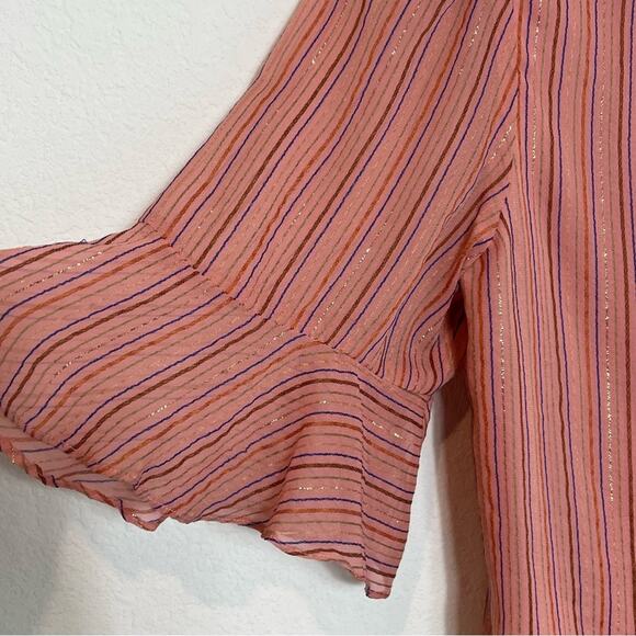 REBECCA TAYLOR MTLI LUREX STRIPE TOP BLOUSE SIZE MEDIUM BRAND NEW MSRP$275 - Picture 7 of 11